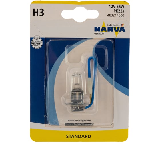 Автолампа NARVA H3 55 PK22s блистер 12V 1 10 483214000
