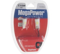 Автолампа с тестером MEGAPOWER T10W W2,1x9,5d CERAMIC 6 SMD 5630 WHITE блистер 2 шт M-10122W-2блт