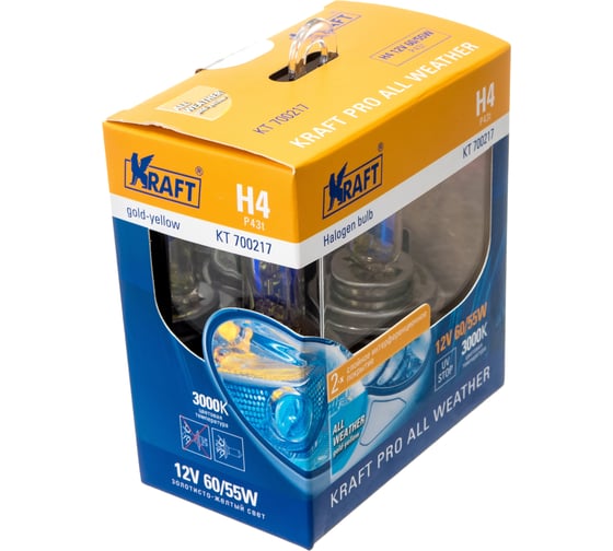 Автолампа KRAFT H4 12v 60/55w P43t Pro All Weather KT 700217