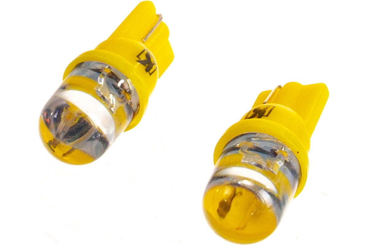 Светодиодная лампа kraft t10 w5w w2.1x9.5d 12v yellow kt 700085