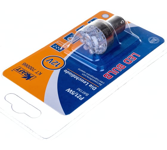 Светодиодная лампа KRAFT P21/5W BAY15d 12/24v White 12 LEDs KT 700066