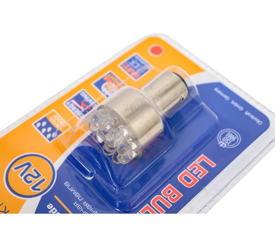 Светодиодная лампа KRAFT P21/5W BAY15d 12/24v Red 12 LEDs KT 700064