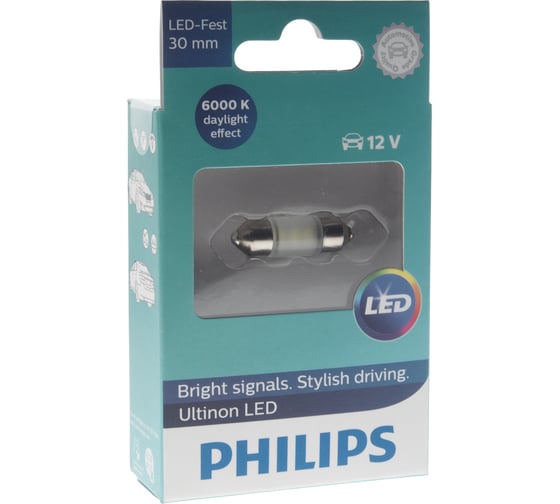 Автолампа PHILIPS C5W SV8.5/8 30 мм Ultinon LED блистер 6000K 12V 11860ULWX1