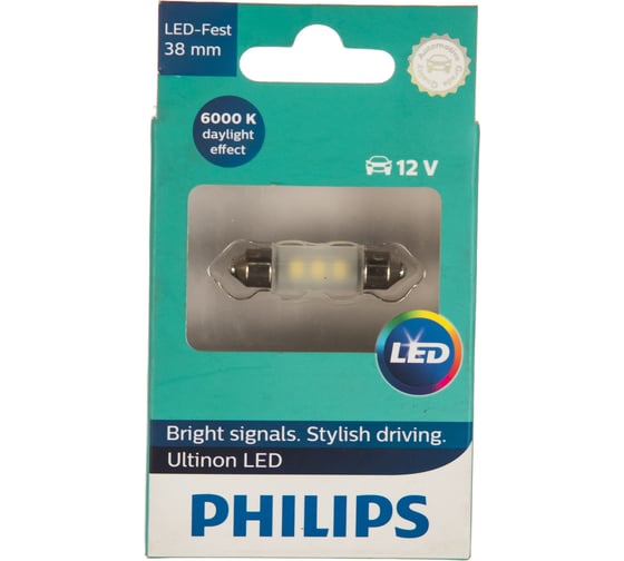 Автолампа PHILIPS C5W SV8.5/8 38 мм Ultinon LED блистер 6000K 12V 11854ULWX1