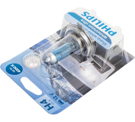 Автолампа PHILIPS H4 60/55 P43t-38 WhiteVision ultra 4200K блистер 12V 12342WVUB1