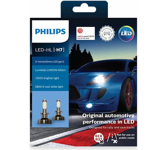 Автолампа PHILIPS H7 X-tremeUltinon LED HI/LO BRIGHTER 5800K 2шт 12V 11972XUWX2