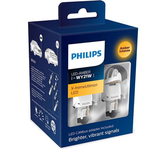 Автолампа с блокиратором ошибок PHILIPS WY21W LED AMBER INTENSE SmartCANbus 2шт+2шт 12V 11065XUAXM 1