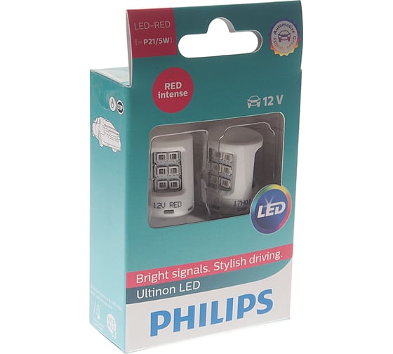 Автолампа PHILIPS P21/5W LED RED INTENSE блистер, 2шт 12V 11499ULRX2 1
