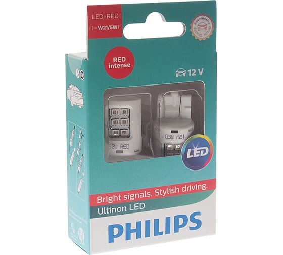 Автолампа PHILIPS W21/5 LED RED INTENSE блистер, 2шт 12V 11066ULRX2