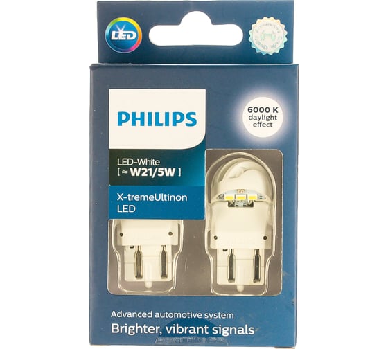 Автолампа PHILIPS W21/5 WHITE X-tremeUltinon LED 6000K 2шт 12V 11066XUWX2