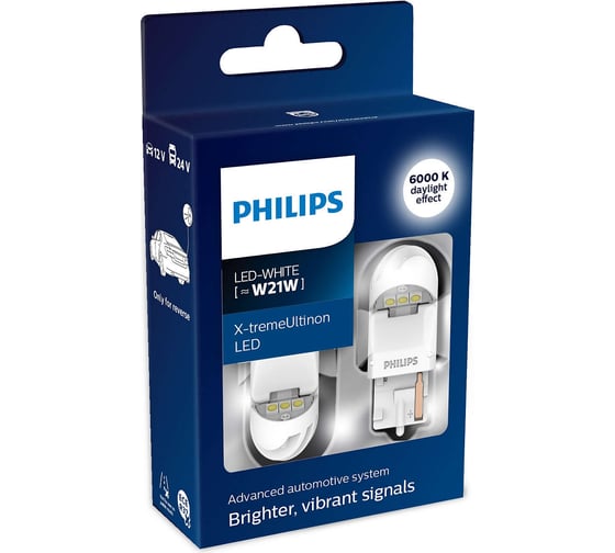 Автолампа PHILIPS W21W WHITE X-tremeUltinon LED 6000K 12V 11065XUWX2 1