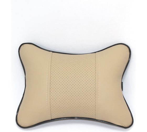 Автомобильная подушка на подголовник SNOOGY экокожа, бежевая SN-pillow-bеg-lth