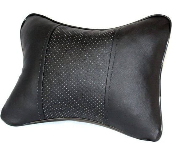 Автомобильная подушка на подголовник SNOOGY экокожа, черная SN-pillow-blk-lth