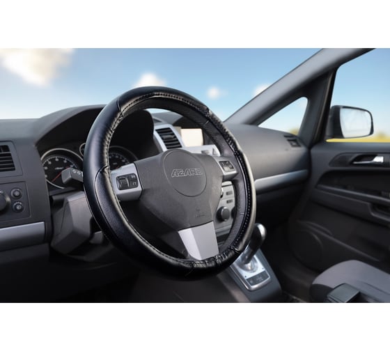 Оплетка на руль AZARD GROUP M, d=38 см, кожа, черный OPLA0042