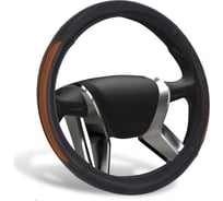 Оплетка на руль AZARD GROUP GENTLE экокожа, боковые перфорированные коричневые вставки, прострочка коричневая, M, коричневый OPLA0200