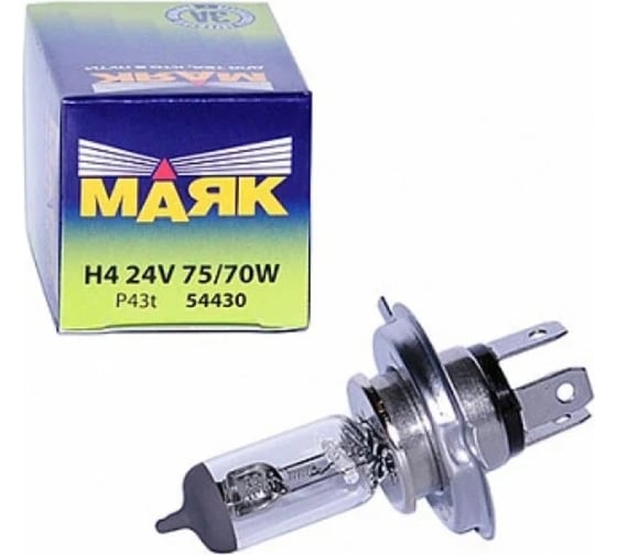 Автомобильная галогенная лампа Маяк H4, 24 В, 75/70 Вт, P43t Original Pro 04430