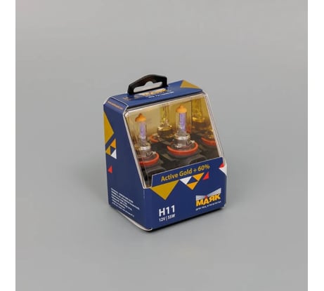 Автомобильная галогенная лампа МАЯК H11, 12 В, 55 Вт, PGJ19-2, Active Gold +60%, 2 шт. 72110AG+60