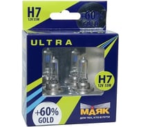 Автомобильная галогенная лампа МАЯК H7, 12 В, 55 Вт, PX26d, Gold +60%, ULTRA, 2 шт. 82720G+60