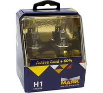 Автомобильная галогенная лампа МАЯК H1, 12V, 55W, P14.5s Active Gold +60%, 2 шт. 72120AG+60