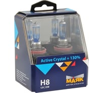 Автомобильная галогенная лампа МАЯК H8, 12V, 35W, PGJ19-1 Active Crystal +130%, 2 шт. 72820AC+130