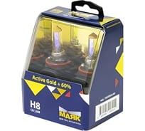 Автомобильная галогенная лампа МАЯК H8, 12V, 35W, PGJ19-1 Active Gold +60%, 2 шт. 72820AG+60