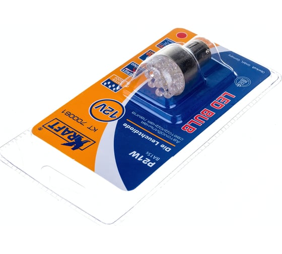 Светодиодная лампа KRAFT P21W BA15s 12/24v Red 12 LEDs KT 700061