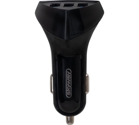 Зарядное устройство SKYWAY адаптер 12/24v, 20w, usbx3 (qc) треугольный, черный S04601019