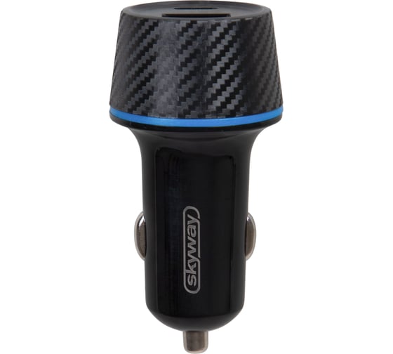 Зарядное устройство SKYWAY адаптер 12/24v, 38w, usb (qc 3.0) type-c (pd) черный S04601021