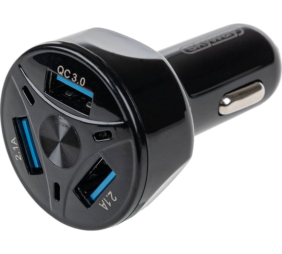 Зарядное устройство SKYWAY адаптер 12/24v, 36w, usbx3 (qc) черный S04601018 1