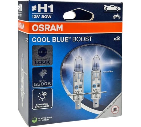 Автолампа OSRAM H1 80 P14.5s+50% COOL BLUE BOOST 5000K 62150CBB-HCB 62150CBB-HCB