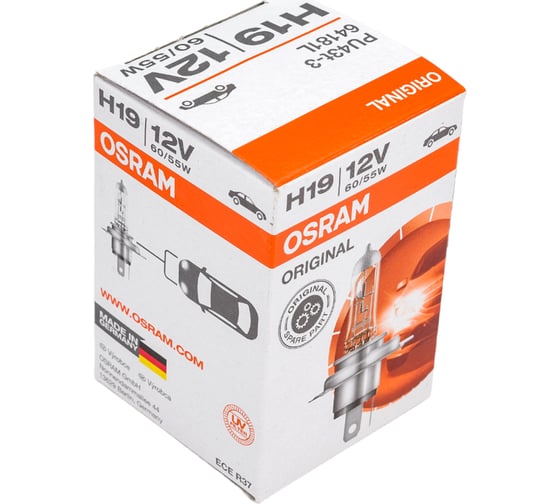 Автолампа OSRAM H19, 60/55 PU43t-3, 12 V 64181L