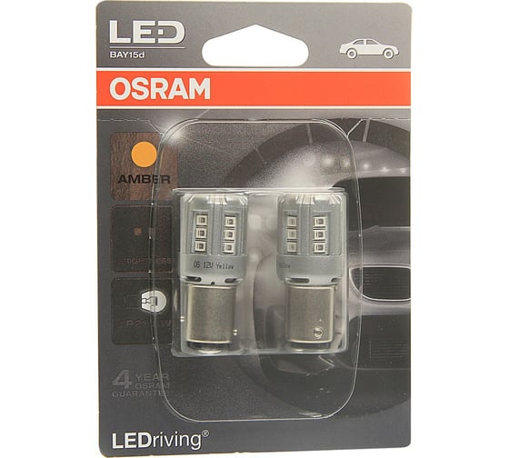 Автолампа OSRAM P21/5W BAY15d LED STANDART AMBER блистер, 2 шт. 12V 1458YE-02B 1