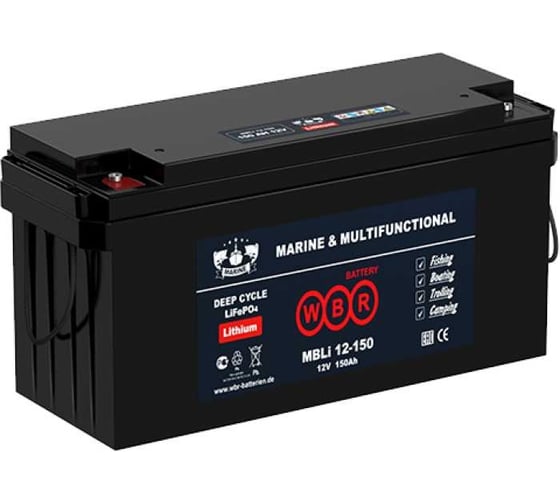 Тяговый аккумулятор для лодочного электромотора литиевый WBR (LiFePO4) MBLi12-150 WBR