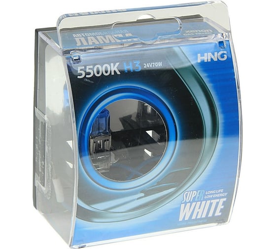 Автолампа HNG H3 70 PX22s SUPER WHITE 5500K HNG-24370SW2