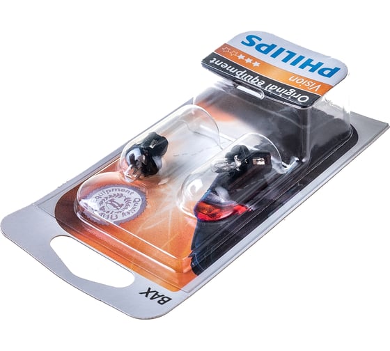 Автолампа PHILIPS BAX1.2W с черным патроном BAX8.5d,2, 2шт 12V 1,10,200 12598B2
