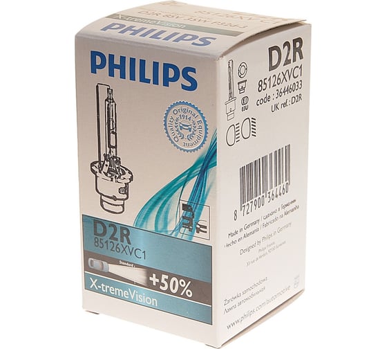 Автолампа PHILIPS D2R 35 P32d-3+50% XENON X-TREME VISION 4800K 85V, 1.2 OLD 85126XVC1
