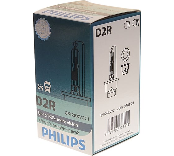 Автолампа PHILIPS D2R 35 P32d-3+150% XENON X-TREME VISION gen2 4800K 85V, 1.2 85126XV2C1