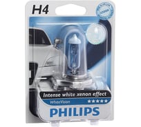 Автолампа PHILIPS H4 60,55 P43t-38+60 VISION 3700K 12V ,1,10 12342WHVB1