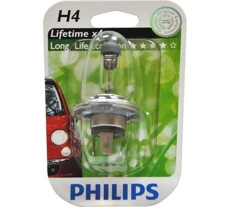 Автолампа PHILIPS H4 60, 55 P43t-38 LONG LIFE ECO VISION 12V, 1,10 12342LLECOB1
