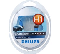 Автолампа PHILIPS H1 55 P14.5s CRISTAL VISION 4300K 2шт+2шт W5W 12V, 1,5,30 HIT 12258CVSM