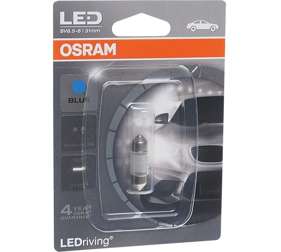 Автолампа OSRAM C5W SV8.5-8 31 мм LED BLUE 12V, 1, 10, 50 6431BL-01B 1