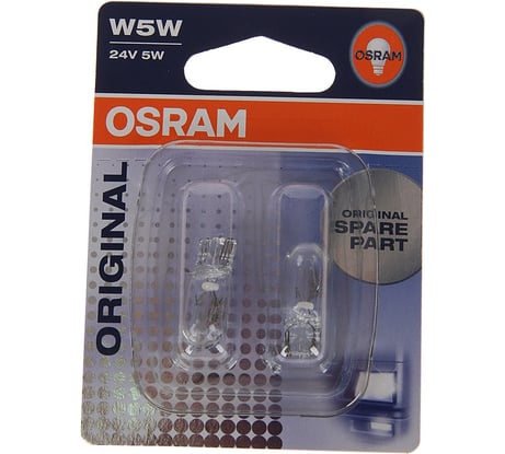 Автолампа Osram W5W W2.1 9.5d, 2шт 24V ,1,10 2845-02B