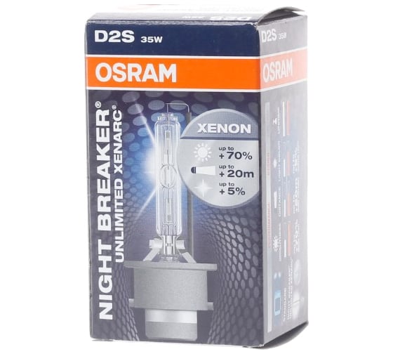 Автолампа OSRAM D2S 35 P32d-2+70% XENON NIGHT UNLIMITED 4350K 85V, 1, 10 66240XNB 1