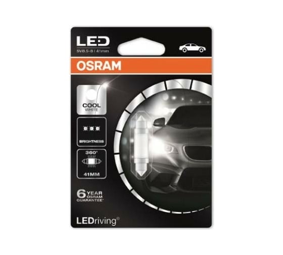 Автолампа OSRAM C5W SV8.5, 8 41 мм LED 6000К 360° 12V, 1,5 6499CW-01B 1