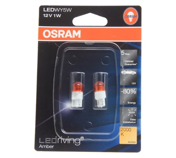 Автолампа OSRAM W5W W2.1 9.5d LED AMBER 2000K, 2 шт. 12V, 1, 5 2855YE-02B 1