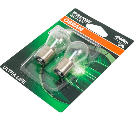 Автолампа OSRAM P21, 5W BAY15d ULTRA LIFE, 2 шт. 12V, 1, 10 7528ULT-02B