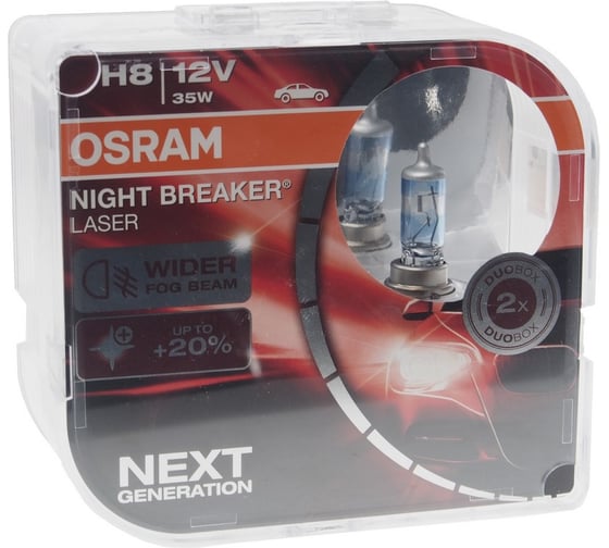 Автолампа OSRAM H8 35 PGJ19-1+150% NIGHT LASER 3900K,  2 шт. 12V, 1, 10 64212NL-HCB 1
