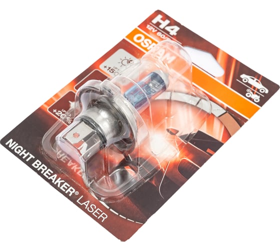 Автолампа OSRAM H4 60,55 P43t+150% NIGHT LASER 4050K 12V, 1, 10 64193NL-01B
