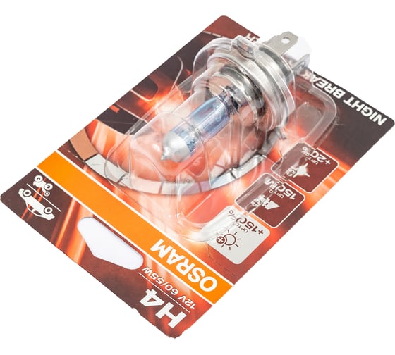 Автолампа OSRAM H4 60,55 P43t+150% NIGHT LASER 4050K 12V, 1, 10 64193NL-01B