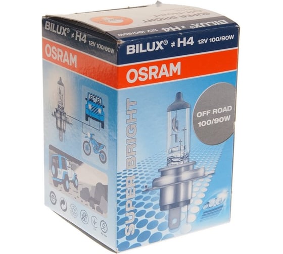Автолампа OSRAM H4 100, 80 PU43t SUPER BRIGHT 12V, 10, 100 OLD 64194SB